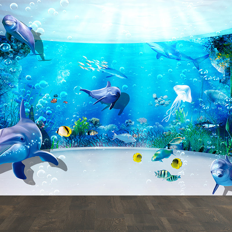 Large Underwater Wall Mural Blue Non-Woven Material Wall Decor, Washable, Custom Print Clearhalo 'Wall Decor' 'Wall Mural' 1697368