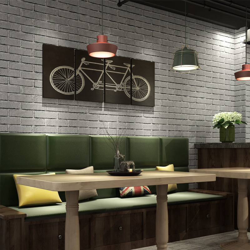 Steampunk Brick Wallpaper Roll Dark Color Peel and Stick Wall Art for Dining Room Grey Clearhalo 'Industrial wall decor' 'Industrial' 'Wallpaper' Wall Decor' 1697388