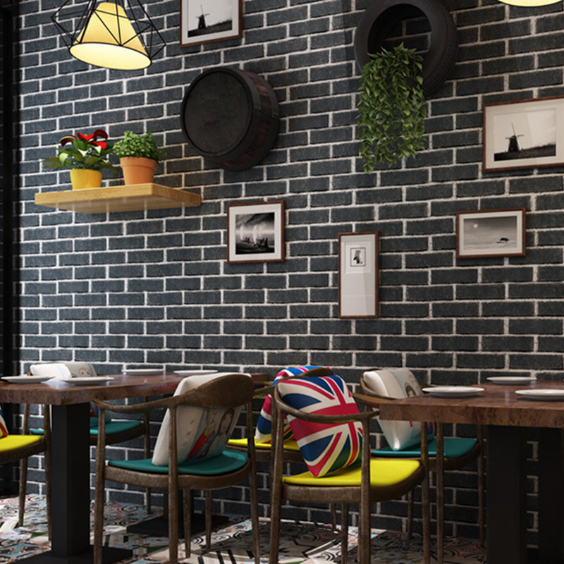 Steampunk Brick Wallpaper Roll Dark Color Peel and Stick Wall Art for Dining Room Dark Gray Clearhalo 'Industrial wall decor' 'Industrial' 'Wallpaper' Wall Decor' 1697391