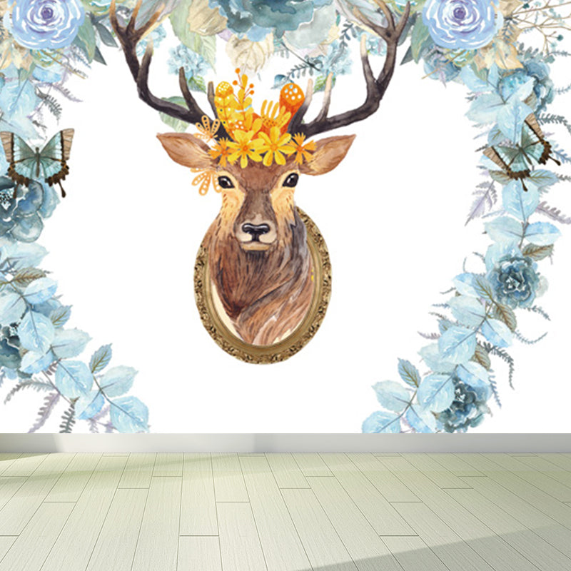 Stain Resistant Reindeer Mural Non-Woven Texture Modern Wall Decor for Girls Room Clearhalo 'Wall Decor' 'Wall Mural' 1697782