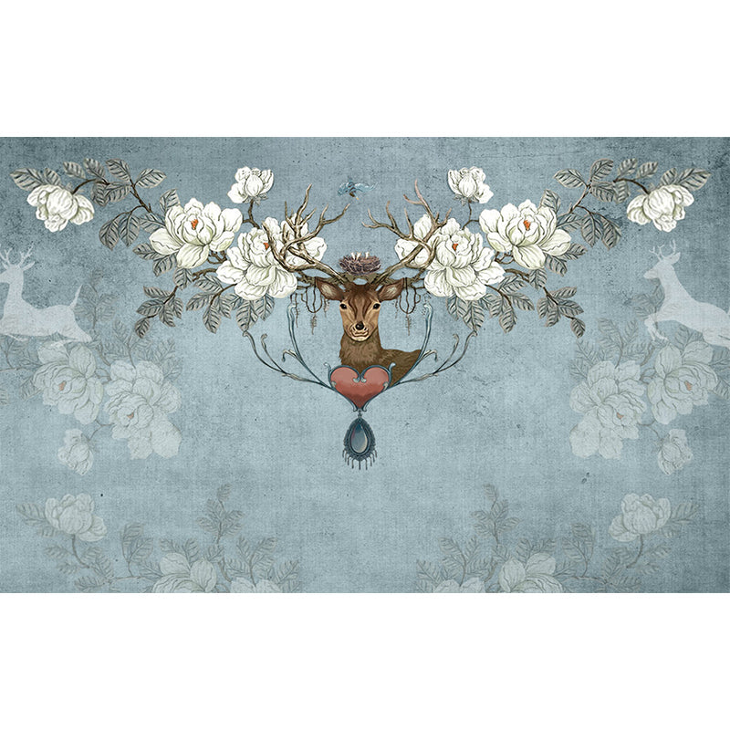 Stain Resistant Reindeer Mural Non-Woven Texture Modern Wall Decor for Girls Room Clearhalo 'Wall Decor' 'Wall Mural' 1697793