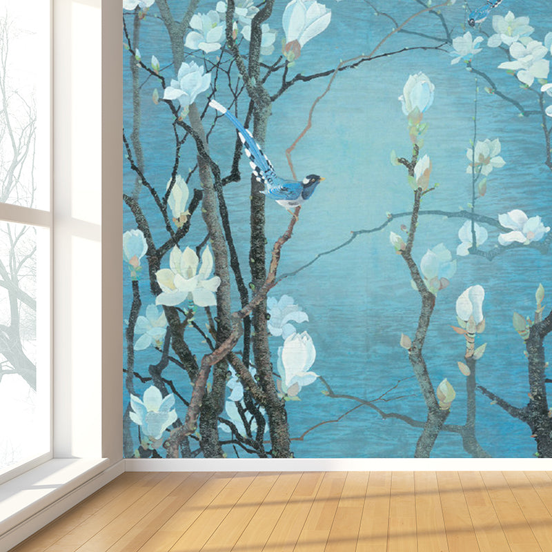 Blooming Magnolia Wallpaper Mural Modern Waterproof Bedroom Wall Decor, Custom Size Clearhalo 'Wall Decor' 'Wall Mural' 1698027