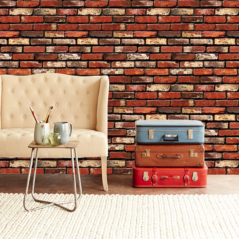 Fake Bricks Wallpaper Roll Stain Resistant Cyberpunk Living Room Wall Decor, 33' x 17.5