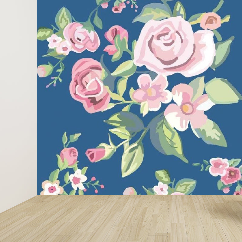 Contemporary Flower Blossom Wall Mural Pink Decorative Wall Covering for Living Room Clearhalo 'Wall Decor' 'Wall Mural' 1698370