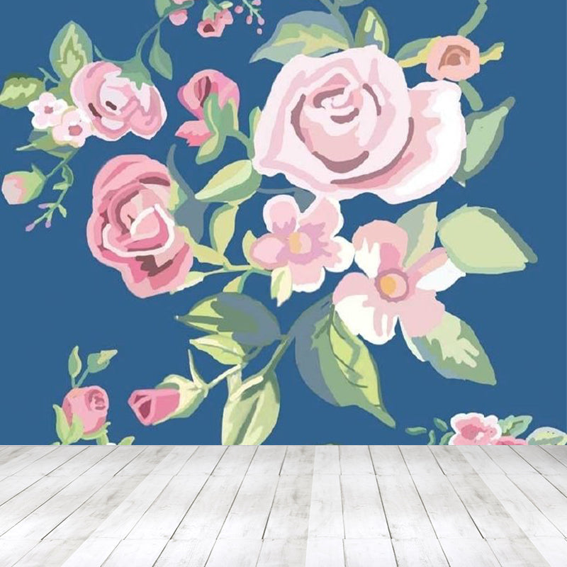 Contemporary Flower Blossom Wall Mural Pink Decorative Wall Covering for Living Room Clearhalo 'Wall Decor' 'Wall Mural' 1698371