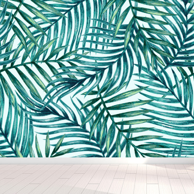 Green Leaves Mural Wallpaper Botanical Tropical Washable Wall Covering for Kitchen Clearhalo 'Wall Decor' 'Wall Mural' 1698385