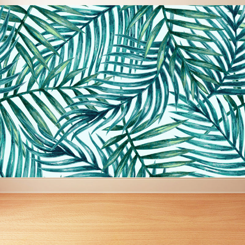 Green Leaves Mural Wallpaper Botanical Tropical Washable Wall Covering for Kitchen Clearhalo 'Wall Decor' 'Wall Mural' 1698386