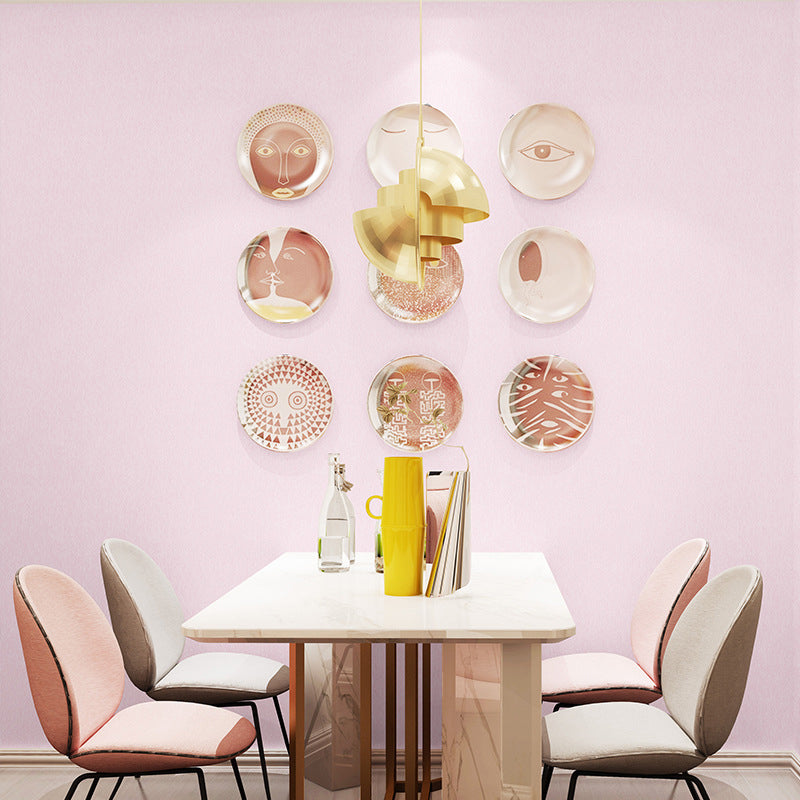 Contemporary Solid Color Wallpaper Soft Waterproofing Wall Decor for Dining Room Light Pink 1 Set Clearhalo 'Modern wall decor' 'Modern' 'Wallpaper' Wall Decor' 1698669