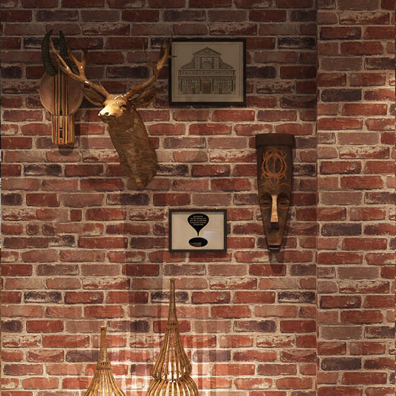 Industrial Brick Look Wallpaper Dark Color Moisture Resistant Wall Art for Kitchen Brown 1 Set Clearhalo 'Industrial wall decor' 'Industrial' 'Wallpaper' Wall Decor' 1698703