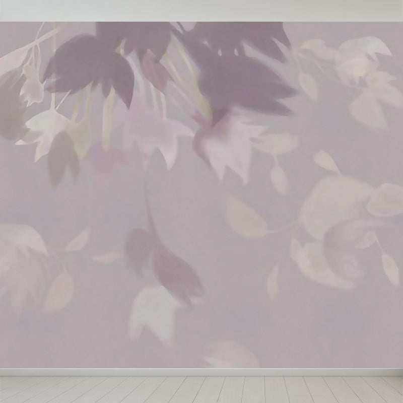 Purple Modernist Wall Mural Full Size Scattered Leaves Wall Art for House Interior Clearhalo 'Wall Decor' 'Wall Mural' 1698729