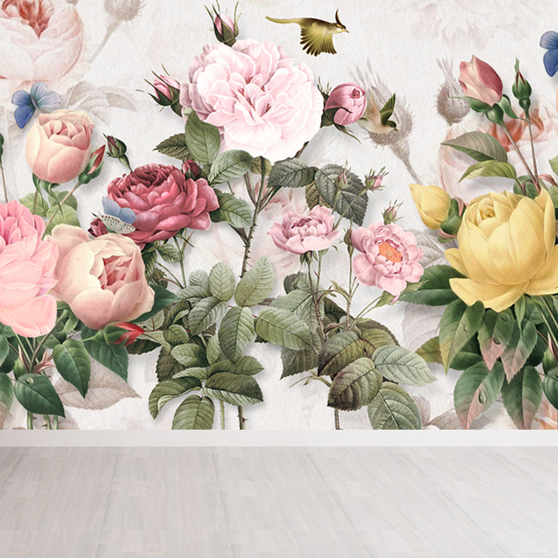 Big Bloom Peony Wallpaper Mural Modernism Beautiful Flower Wall Covering in Pink Pink Clearhalo 'Wall Decor' 'Wall Mural' 1698733