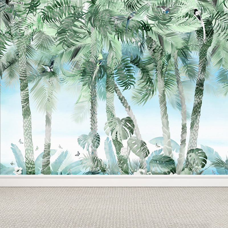 Green Palm Trees Wall Mural Botanix Tropical Moisture Resistant Wall Covering for Home Clearhalo 'Wall Decor' 'Wall Mural' 1698759