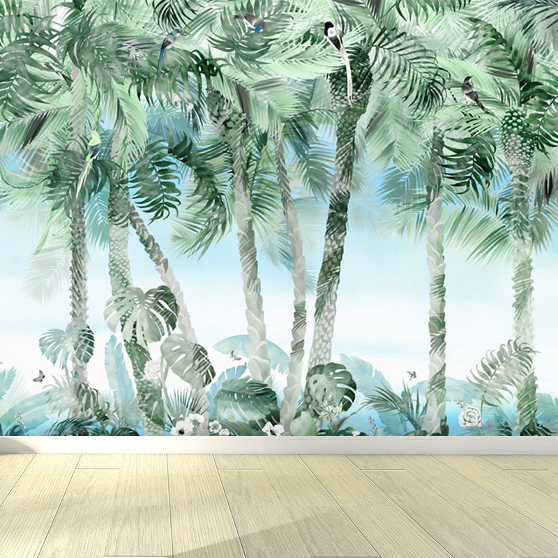 Green Palm Trees Wall Mural Botanix Tropical Moisture Resistant Wall Covering for Home Clearhalo 'Wall Decor' 'Wall Mural' 1698760