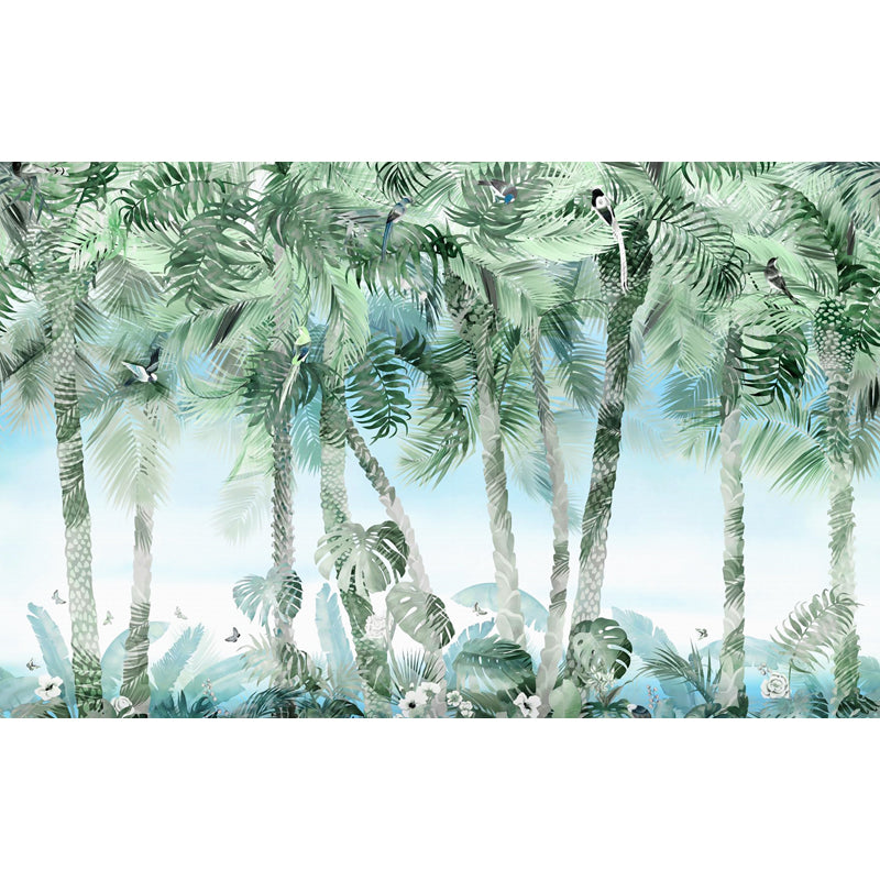 Green Palm Trees Wall Mural Botanix Tropical Moisture Resistant Wall Covering for Home Clearhalo 'Wall Decor' 'Wall Mural' 1698761