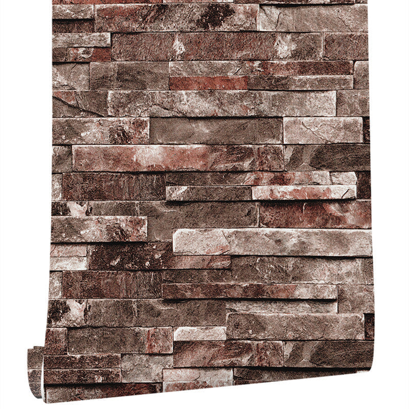 Removable Faux Rock Brick Wallpaper Industrial PVC Wall Covering, 19.5' L x 17.5