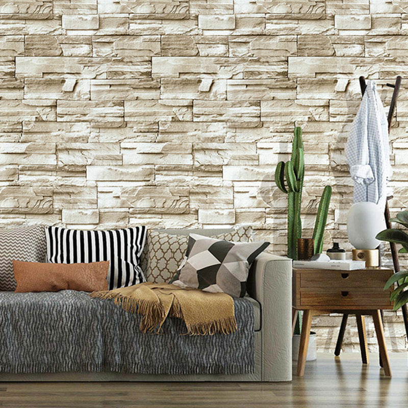 Removable Faux Rock Brick Wallpaper Industrial PVC Wall Covering, 19.5' L x 17.5