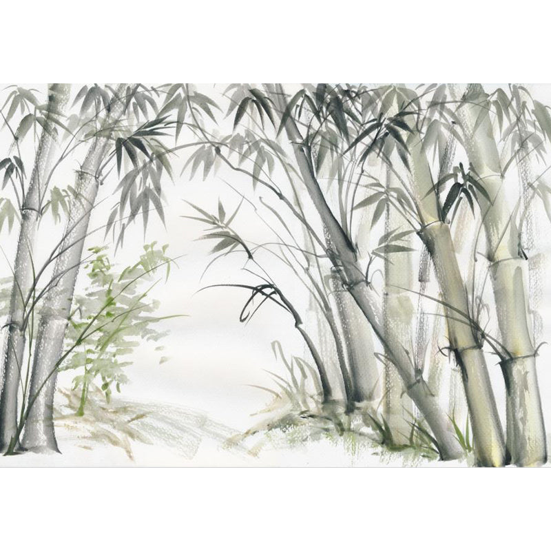 Green Bamboo Grove Wallpaper Mural Waterproofing Wall Decoration for Living Room Clearhalo 'Wall Decor' 'Wall Mural' 1699092