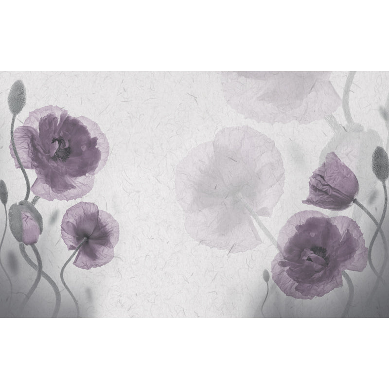 Purple Flower Mural Decal Washable Modernist Bedroom Wall Covering, Custom Printed Clearhalo 'Wall Decor' 'Wall Mural' 1699107