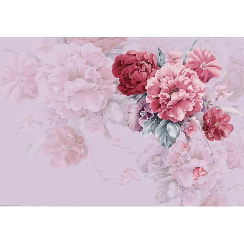 Stain-Resistant Peony Blossom Mural Trendy Non-Woven Fabric Wall Art, Custom Made Clearhalo 'Wall Decor' 'Wall Mural' 1699112