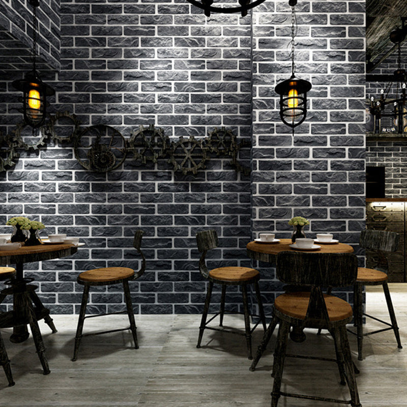 Faux Textured Brick Wallpaper Roll Industrial PVC Wall Decor in Dark Color for Room Dark Gray Clearhalo 'Industrial wall decor' 'Industrial' 'Wallpaper' Wall Decor' 1699362