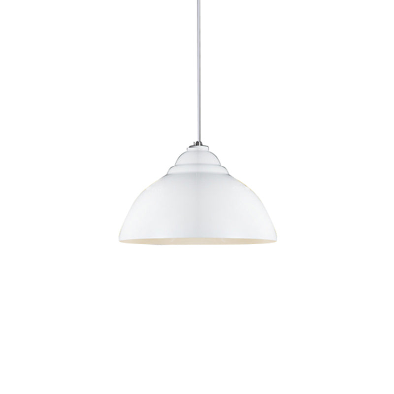 1 Bulb Ceiling Fixture with Domed Shade Metal Industrial Stylish Kitchen Pendant Lamp in Yellow/White White Clearhalo 'Ceiling Lights' 'Modern Pendants' 'Modern' 'Pendant Lights' 'Pendants' Lighting' 16995