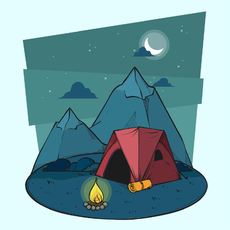 Cartoon Camping View Mural Children's Art Decorative Kids Room Wall Art, Personalize Clearhalo 'Wall Decor' 'Wall Mural' 1699624