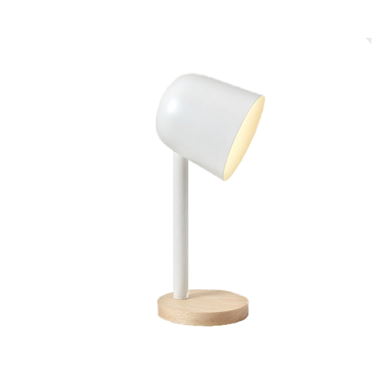 White/Blue/Green Domed Reading Book Light Minimalism Style 1 Light Metallic Desk Lamp with Wooden Base Clearhalo 'Lamps' 'Table Lamps' Lighting' 169986