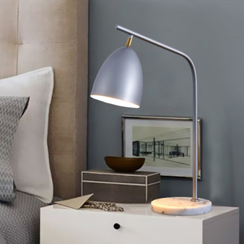 Simple Stylish Conical Desk Lamp with Marble Base Metallic 1 Light Bedside Reading Book Light in Black/White Grey Clearhalo 'Lamps' 'Table Lamps' Lighting' 170254