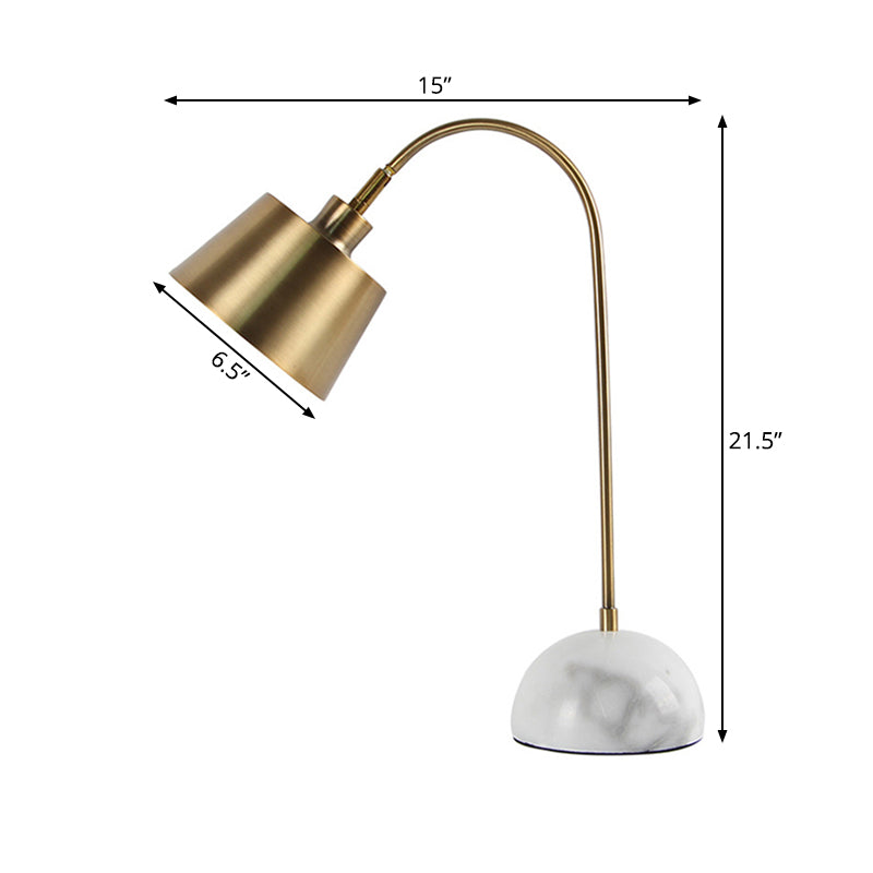 Gold Tapered Shade Table Lamp Modern Style 1-Head Metallic Standing Table Light with Marble Base Clearhalo 'Lamps' 'Table Lamps' Lighting' 170539