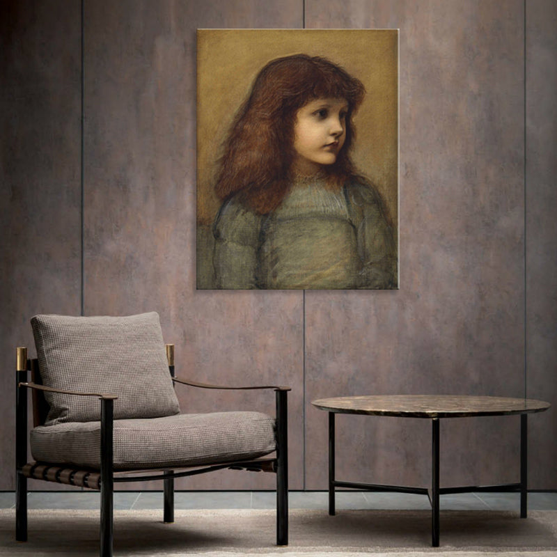 Textured Girl's Self-Portrait Painting Canvas Rustic Wall Art Decor in Brown for Study Room Clearhalo 'Arts' 'Canvas Art' 1705885