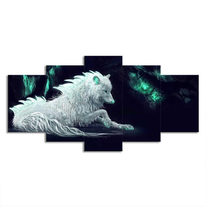 White Wolf Wall Art Multiple-Piece Contemporary House Interior Canvas Print Clearhalo 'Art Gallery' 'Canvas Art' 'Contemporary Art Gallery' 'Modern' Arts' 1706284