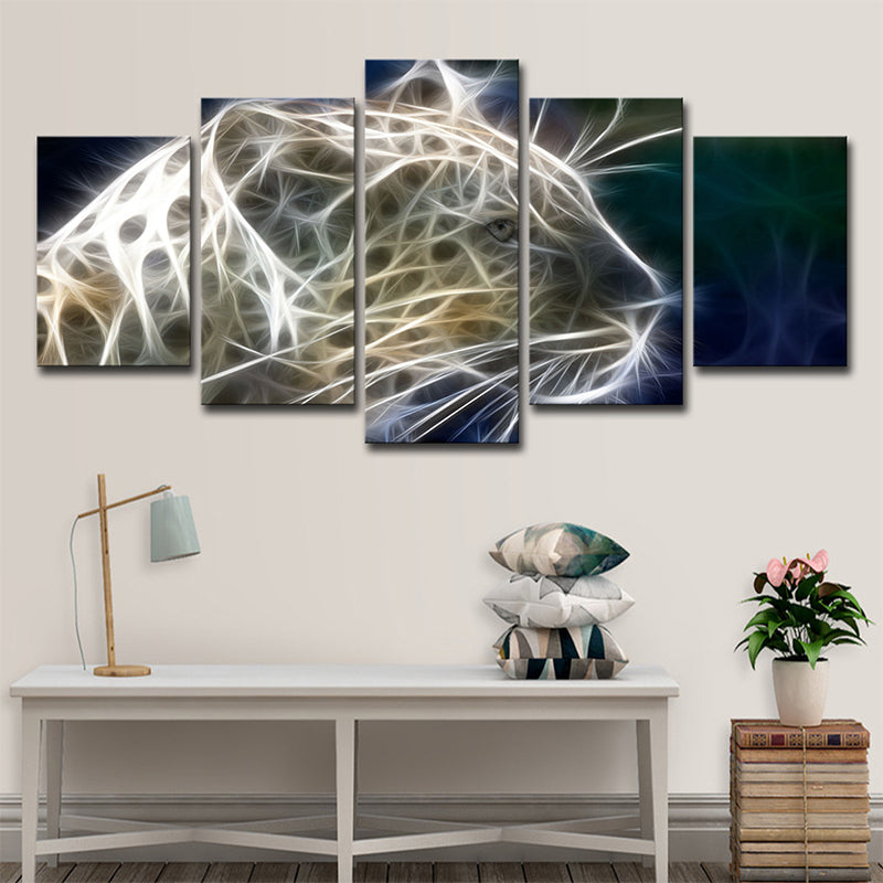 Yellow 3D Print Leopard Canvas Wild Animal Modernist House Interior Wall Art Clearhalo 'Art Gallery' 'Canvas Art' 'Contemporary Art Gallery' 'Modern' Arts' 1706942