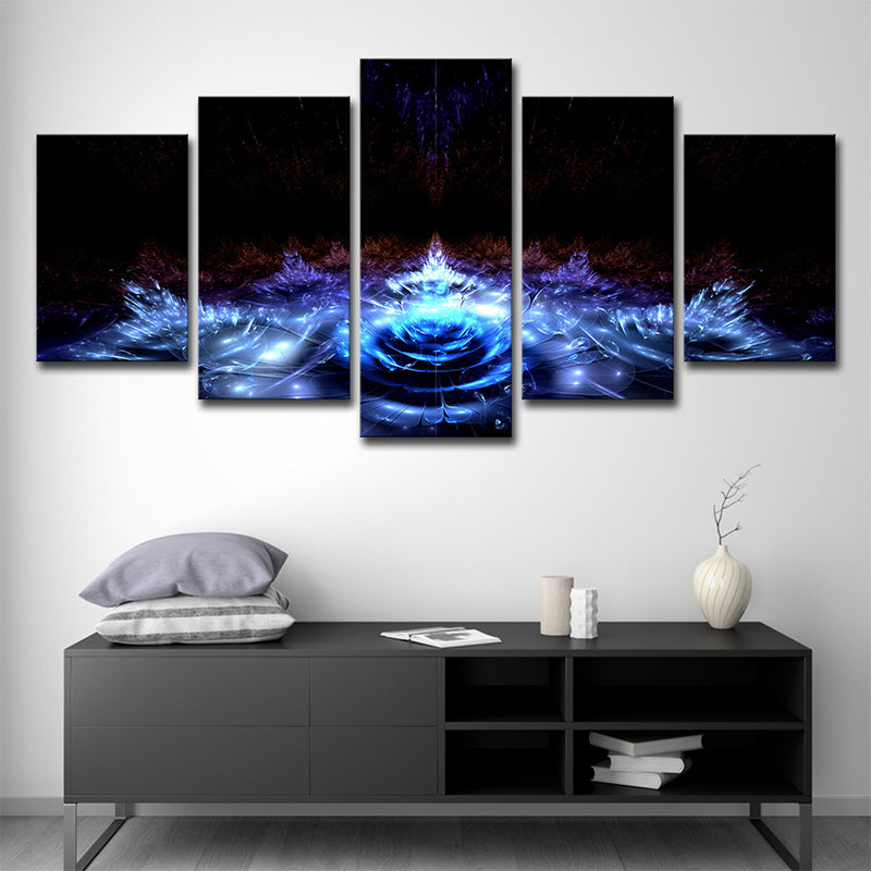 Water Lilies Canvas Wall Art Black and Blue Modern Style Wall Decor for Living Room Clearhalo 'Arts' 'Canvas Art' 1707792