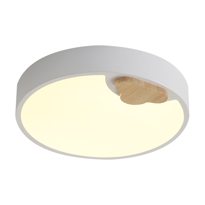 White LED Round Flush Mount Lamp Scandinavian Acrylic Ceiling Light Fixture, 16