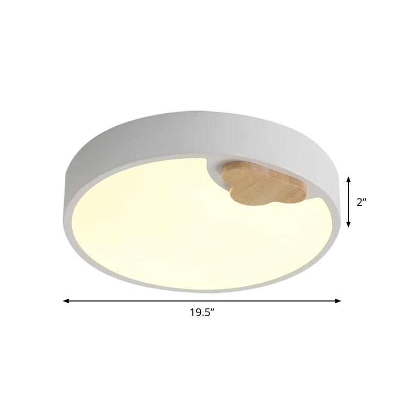 White LED Round Flush Mount Lamp Scandinavian Acrylic Ceiling Light Fixture, 16