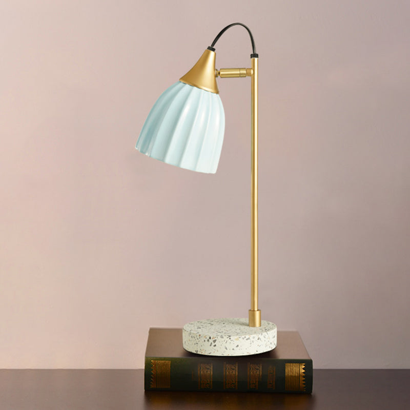 Porcelain Dome Desk Lamp Kids Style 1 Light Night Lighting with Adjustable Joint Design in Pink/Blue/Green Blue Clearhalo 'Lamps' 'Table Lamps' Lighting' 1711101