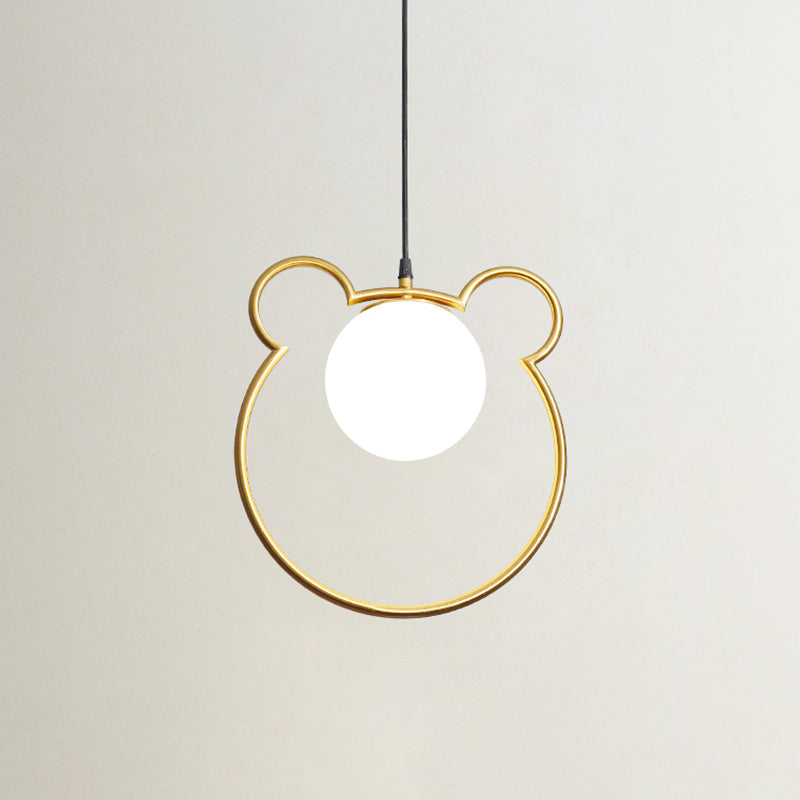 Bear/Loving Heart Frame Pendulum Light Modernist Metallic Single Head Parlor Hanging Lamp Kit in Brass Clearhalo 'Ceiling Lights' 'Pendant Lights' 'Pendants' Lighting' 1711467