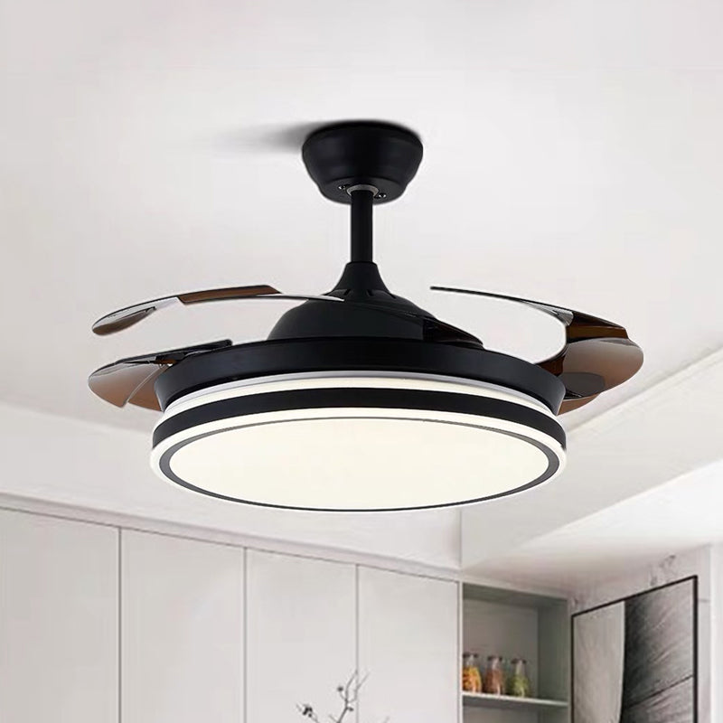 Acrylic Black/White Ceiling Fan Lamp Round LED Antique Semi Mount Lighting with 3-Blade, 42