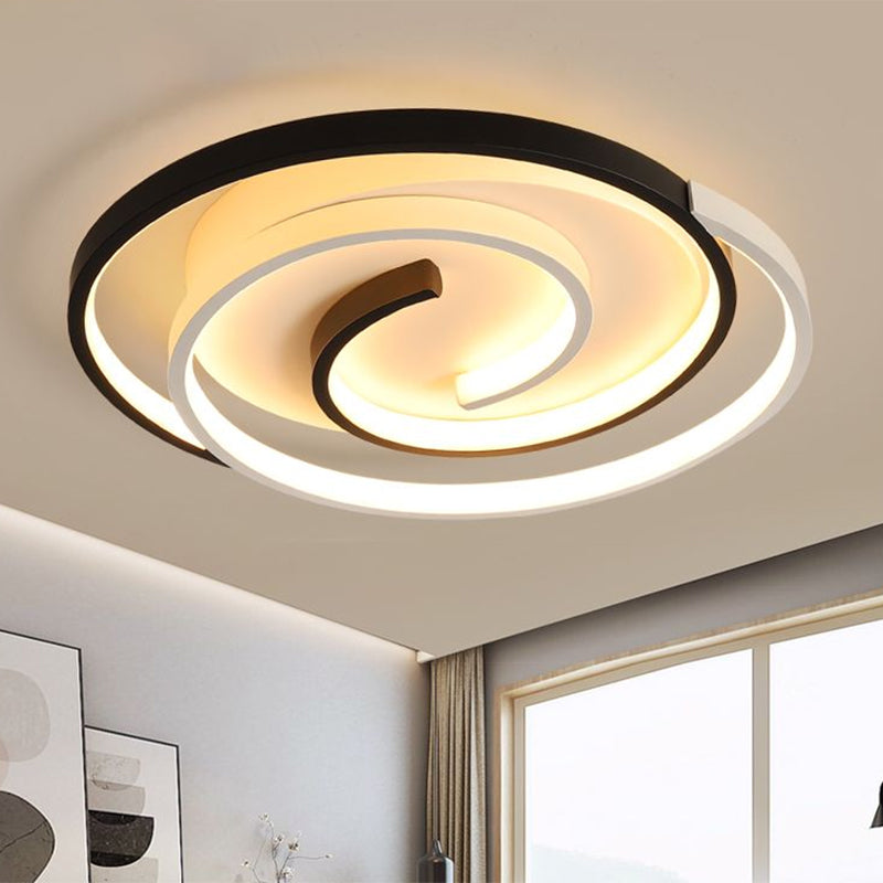 Swirling Flush Ceiling Light Modernist Acrylic LED Black Flush Mount Lamp, 18