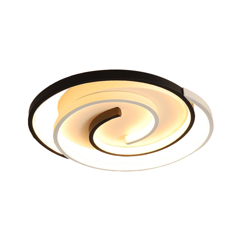 Swirling Flush Ceiling Light Modernist Acrylic LED Black Flush Mount Lamp, 18