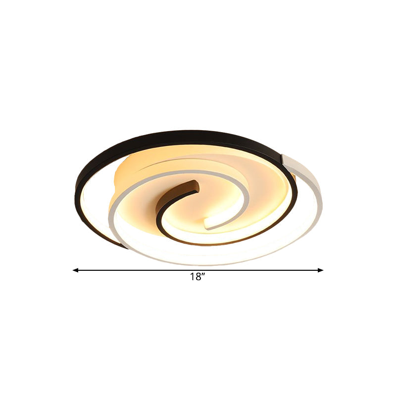 Swirling Flush Ceiling Light Modernist Acrylic LED Black Flush Mount Lamp, 18