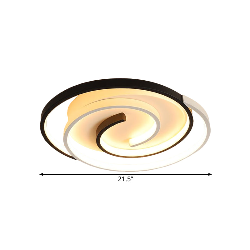 Swirling Flush Ceiling Light Modernist Acrylic LED Black Flush Mount Lamp, 18