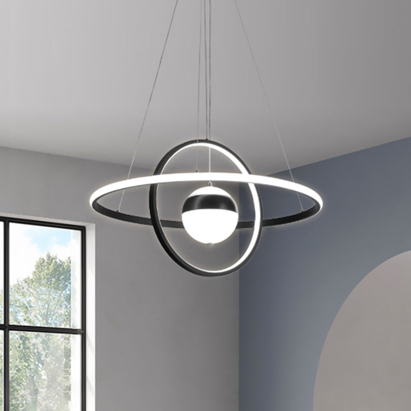 Globe Acrylic Pendulum Lamp Modernist LED Black Hanging Ceiling Light with Circular Shade Clearhalo 'Ceiling Lights' 'Modern Pendants' 'Modern' 'Pendant Lights' 'Pendants' Lighting' 1713257