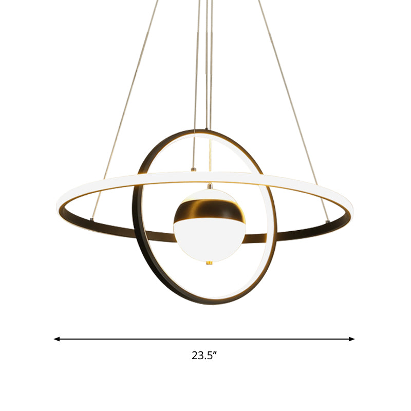 Globe Acrylic Pendulum Lamp Modernist LED Black Hanging Ceiling Light with Circular Shade Clearhalo 'Ceiling Lights' 'Modern Pendants' 'Modern' 'Pendant Lights' 'Pendants' Lighting' 1713259