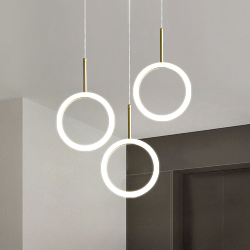 Circular Chandelier Lamp Nordic Acrylic 1/3 Lights Gold Hanging Light Kit for Restaurant Clearhalo 'Ceiling Lights' 'Modern Pendants' 'Modern' 'Pendant Lights' 'Pendants' Lighting' 1713718