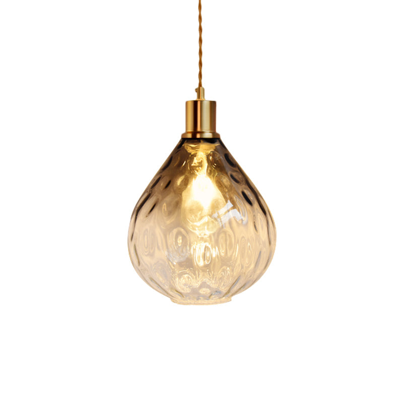 Teardrop Pendant Lighting Modernist Lattice Glass 1 Bulb Amber/Smoky Hanging Light Fixture Clearhalo 'Ceiling Lights' 'Chandeliers' 'Glass shade' 'Glass' 'Modern Pendants' 'Modern' 'Pendant Lights' 'Pendants' Lighting' 1713728