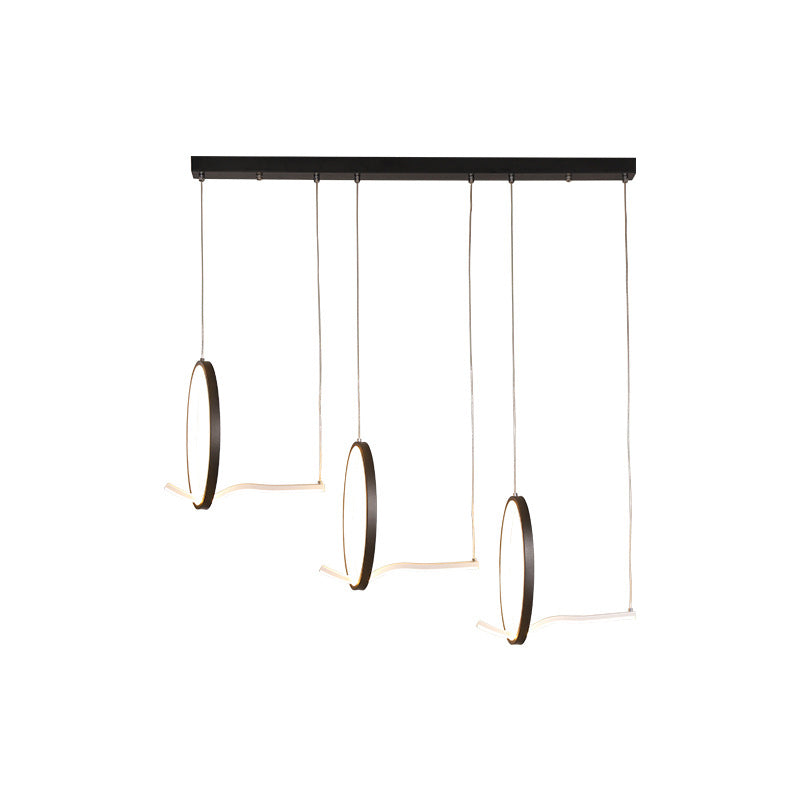 Metallic 3 Ringed Chandelier Lamp Modernist LED Hanging Light Kit in Black/Gold, Warm/White Light Clearhalo 'Ceiling Lights' 'Modern Pendants' 'Modern' 'Pendant Lights' 'Pendants' Lighting' 1713756