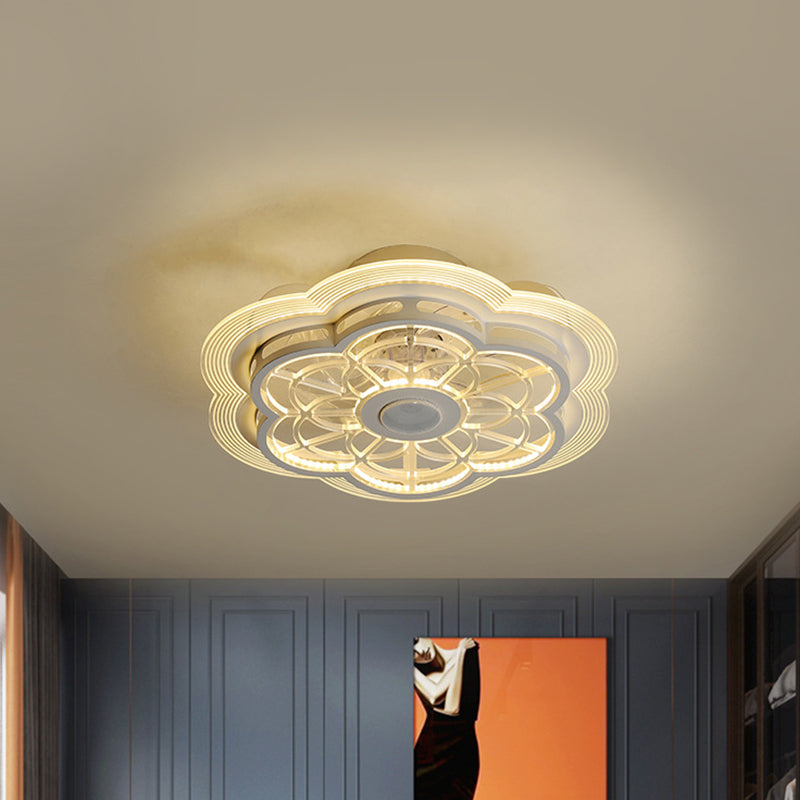 Acrylic Flower Ceiling Fan Light Fixture Modern 19.5
