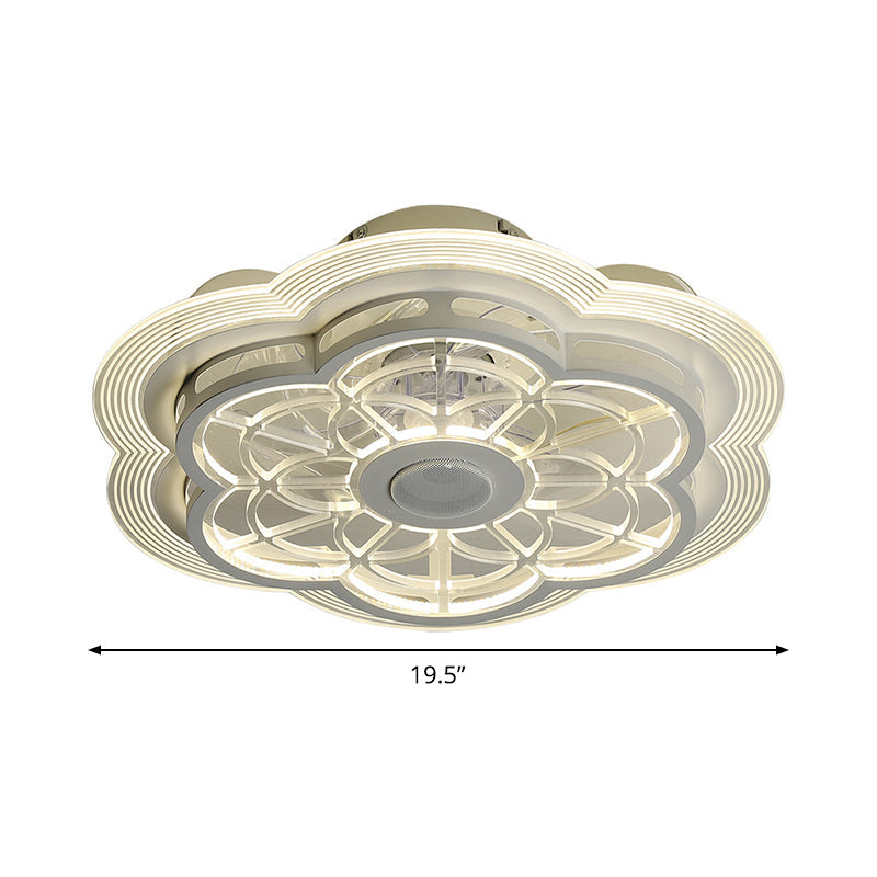 Acrylic Flower Ceiling Fan Light Fixture Modern 19.5