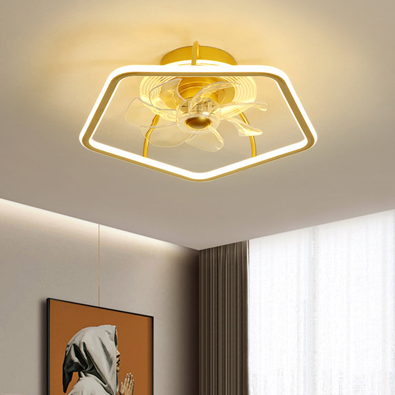 Pentagon Hanging Fan Light Contemporary Acrylic 19